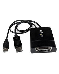 StarTech.com DisplayPort to DVI Dual Link Active Adapter - DisplayPort to DVI-D Adapter Video Converter 2560x1600 60Hz - DP 1.2 to DVI Monitor - USB Powered - Latching DP Connector