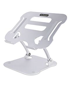StarTech.com Laptop Stand for Desk, Ergonomic Laptop Stand Adjustable Height, Aluminum, Portable, Supports up to 22lb (10kg), Foldable Laptop Holder for Desk - Angled Notebook Computer Riser/Lift