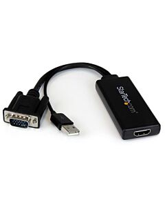 StarTech.com VGA to HDMI Adapter with USB Audio & Power – Portable VGA to HDMI Converter – 1080p