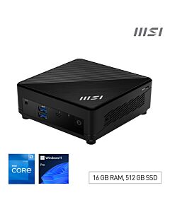 MSI Cubi 5 12M Intel Core i7 1255U Desktop PC, NUC, SFF, Mini Computer, HTPC, (16GB RAM, 512GB SSD, Windows 11 PRO), IRIS XE Graphics/ThunderBolt 4/Type C/HDMI/DisplayPort/Dual LAN/WiFi 6E/BT 5.3/VESA