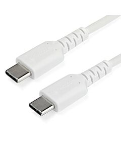 StarTech.com 1m USB C Charging Cable - Durable Fast Charge & Sync USB 2.0 Type C to USB C Laptop Charger Cord - TPE Jacket Aramid Fiber M/M 60W White - Samsung S10 S20 iPad Pro MS Surface RUSB2CC1MW