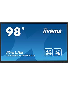 iiyama TE9812MIS-B3AG Signage Display Kiosk design 2.49 m (98") LCD Wi-Fi 400 cd/m² 4K Ultra HD Black Touchscreen Built-in processor Android 11 24/7