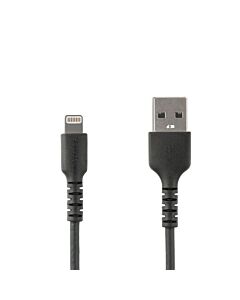 StarTech.com 3 foot (1m) Durable Black USB-A to Lightning Cable - Heavy Duty Rugged Aramid Fiber USB Type A to Lightning Charger/Sync Power Cord - Apple MFi Certified iPad/iPhone 12