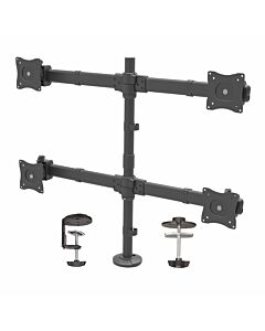 StarTech.com Desk Mount Quad Monitor Arm - Ergonomic VESA 4 Monitor Mount 2x2 up to 27" - Articulating & Height Adjustable Pole Mount - Tilt/Swivel/Rotate LCD/LED Screen - Desk Clamp/Gmet ARMQUAD