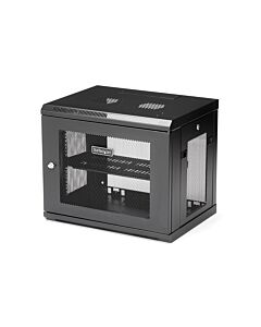 StarTech.com 2-Post 9U Wall Mount Network Cabinet with 1U Shelf, 19" Wall-Mounted Server Rack for Data / Networking / AV / Electronics / Computer Equipment, Small Vented Rack Enclosure