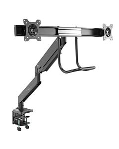 StarTech.com Desk Mount Dual Monitor Arm - Ergonomic Dual Monitor VESA Mount 32" (17.6lb) Displays - Crossbar Handle for Synchronized Full Motion - Height Adjustable - C-Clamp/Gmet ARMSLMBARDUO