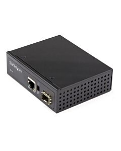 StarTech.com PoE+ Industrial Fiber to Ethernet Media Converter 60W - SFP to RJ45 - Singlemode/Multimode Fiber to Copper Gigabit Ethernet - Compact Size - IP-30/ -40 to +75C