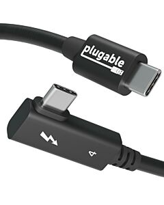 Plugable Technologies Thunderbolt 4 Cable Right Angle 40Gbps with 240W EPR Charging, 8K Display, Intel Certified 2.6 Feet (80CM) Compatible with USB4, Thunderbolt 3, USB C, iPad, MacBook, Windows (TBT4-240W-80CMR)
