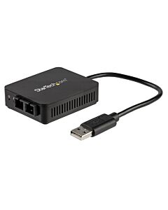 StarTech.com USB to Fiber Optic Converter - 100Mbps - USB 2.0 to Fiber Network Adapter - 100Base-FX SC Female Duplex Multie Fiber/MMF Compatible - 2Km - Compact USB to Fiber LAN US100A20FXSC