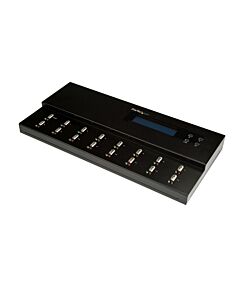 StarTech.com Standalone 1 to 15 USB Thumb Drive Duplicator and Eraser, Multiple USB Flash Drive Copier, System and File and Whole-Drive Copy at 1.5 GB/min, Single and 3-Pass Erase, LCD Display - TAA