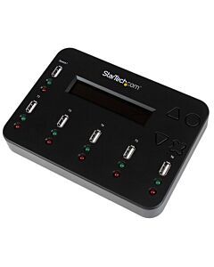 StarTech.com Standalone 1 to 5 USB Thumb Drive Duplicator and Eraser, Multiple USB Flash Drive Copier, System and File and Whole-Drive Copy at1.5 GB/min, Single and 3-Pass Erase, LCD Display - TAA