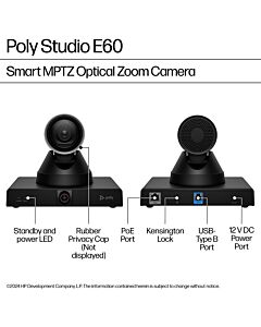 Poly Studio E60 Smart Camera 4K MPTZ with 12x Optical Zoom