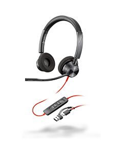 Poly Blackwire 3320 Stereo Microsoft Teams Certified USB-C Headset +USB-C/A Adapter