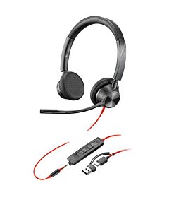 Poly Blackwire 3325 Stereo USB-C Headset +3.5mm Plug +USB-C/A Adapter