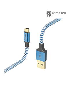 Hama Reflective USB cable USB 2.0 1.5 m USB A USB C Blue 00201558