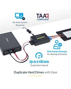 StarTech.com 1:1 Standalone Hard Drive Duplicator with Disk Image Manager For Backup and Restore, Store Several Disk Images on one 2.5/3.5" SATA Drive, HDD/SSD Cloner, No PC Required