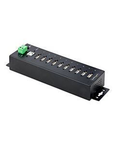 StarTech.com 10-Port Industrial USB 2.0 Hub, Rugged USB Hub w/ESD Level 4 Protection, DIN/Wall/Desk-Mountable USB-A HUB, USB Port Expander w/Lockable Ports, Multiport USB Hub