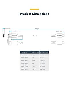 StarTech.com 3m (9.8ft) USB-C Charging Cable, USB C Cable, USB 2.0 Type-C Laptop Charger Cord, 60W 3A Power Delivery, TPE Jacket, USB-C Data Transfer Cable, M/M USB2CC3MBKE