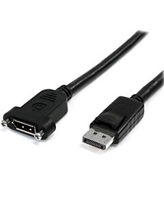 StarTech.com 3ft (1m) Panel Mount DisplayPort Cable - 4K x 2K - DisplayPort 1.2 Extension Cable Male to Female - DP Video Extender Cord with Panel Mount DP Connector - DP Monitor Cable