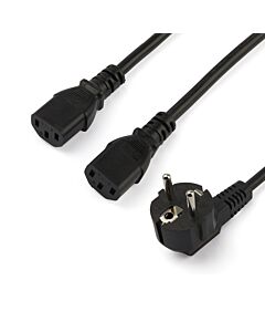 StarTech.com 2m (6ft) Computer Power Y Cord, 18AWG, EU Schuko to 2x C13, 10A 250V, Black Replacement AC Power Cord, Printer Power Cord, PC Power Supply Cable, Monitor Power Cable - UL Listed
