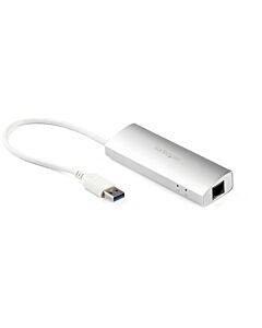 StarTech.com 3-Port Portable USB 3.0 Hub plus Gigabit Ethernet - Built-In Cable~3-Port Portable USB 3.0 Hub plus Gigabit Ethernet - 5Gbps - Built-In Cable