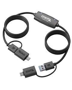 Plugable Technologies USB Data Transfer Cable PC to PC, Compatible with Windows USB C and USB 3.0, Transfer Files to New Computer with Included Bravura Easy Computer Sync Software, 6.6ft (USBC-TRAN)