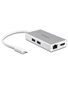 StarTech.com USB-C Multiport Adapter - USB-C Travel Docking Station w/ 4K HDMI - 60W Power Delivery Pass-Through, GbE, 2pt USB-A 3.0 Hub - Portable Mini USB Type-C Dock for Laptop - White DKT30CHPDW