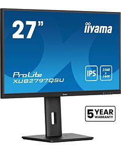 iiyama ProLite 27” QHD IPS technology panel with USB hub and 100Hz refresh rate and 150mm height adjustable stand