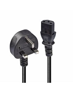 Lindy 15m UK 3 Pin Plug to IEC C13 mains power Cable, Black 30438