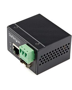 StarTech.com Industrial Fiber to Ethernet Media Converter - 100Mbps SFP to RJ45/Cat6 - Singlee/Multie Optical Fiber to Copper Network - 12-56V DC - IP-30/ -40 to +75C IMC100MSFP