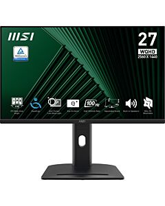 MSI Pro MP275QPG 27 Inch Monitor, QHD (2560 x 1440), 100Hz, IPS, 1ms, 2x HDMI 2.0b, 1x DP 1.2a output, Built-in Speakers, Anti-Glare, Anti-Flicker, Less Blue light, TÜV Certified, VESA, Kensington, 4-way adjustable stand, Black