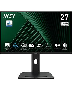 MSI PRO MP275PG 27 Inch Monitor, FHD (1920 x 1080), 100Hz, IPS, 1ms, 1x HDMI 1.4b, 1x DP 1.2a output, 1x D-Sub(VGA), Built-in Speakers, Anti-Glare, Anti-Flicker, Less Blue light, TÜV Certified, VESA, Kensington, 4-way adjustable stand, Black