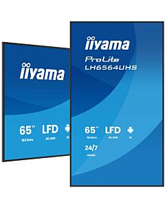 iiyama LH6564UHS-B1AG Signage Display Digital signage flat panel 165.1 cm (65") Wi-Fi 500 cd/m² 4K Ultra HD Black Built-in processor Android 24/7 LH6564UHS-B1AG
