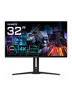 GIGABYTE AORUS FO32U2 32” OLED Gaming Monitor - 3840 x 2160(UHD), 240Hz, 0.03ms, KVM, 250 cd/m2, FreeSync Premium Pro, DisplayHDR True Black 400, HDMI 2.1