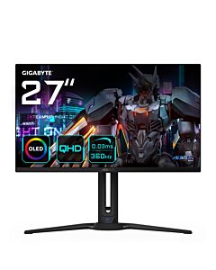GIGABYTE AORUS FO27Q3 27” OLED Gaming Monitor - 2560 x 1440(QHD), 360Hz, 0.03ms, KVM, 250 cd/m2, FreeSync Premium Pro, DisplayHDR True Black 400, HDMI 2.1 AORUS FO27Q3-EK