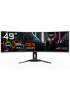GIGABYTE CO49DQ OLED Curved Gaming Monitor - 5120x1440(DQHD), 1800R, 144Hz, 0.03ms, KVM, FreeSync Premium Pro, HDMI 2.1 AORUS CO49DQ-EK