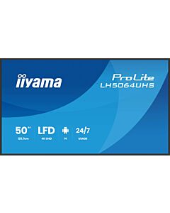 iiyama LH5064UHS-B1AG Signage Display Digital signage flat panel 127 cm (50") Wi-Fi 500 cd/m² 4K Ultra HD Black Built-in processor Android 24/7 LH5064UHS-B1AG