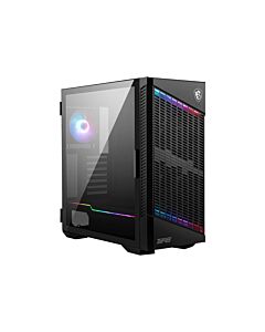 MSI MPG VELOX 100P AIRFLOW Mid Tower Gaming Computer Case 'Black, 3x 120mm Fan + 1x 120mm ARGB Fan, ARGB light strip, USB Type-C, 1x Tempered Glass, Center, E-ATX, ATX, mATX, mini-ITX'
