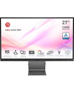 MSI ern MD271UL 27 Inch Monitor, UHD (3840 x 2160), 60Hz, IPS, 4ms, Adaptive-Sync, 2x HDMI, DisplayPort, USB Type-C, Anti-Glare, Anti-Flicker, Less Blue light, TÜV , Kensington, Grey MODERN MD271UL