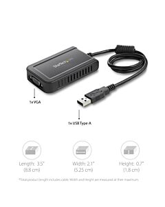 StarTech.com USB 2.0 to VGA Adapter, USB to VGA Monitor Converter for Windows, 1080p (no support for macOS/CheOS/Linux) - TAA USB2VGAE3