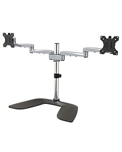 StarTech.com Dual Monitor Stand - Ergonomic Desktop Monitor Stand for up to 32" VESA Displays - Free-Standing Articulating Universal Computer Monitor Mount - Adjustable Height - Silver