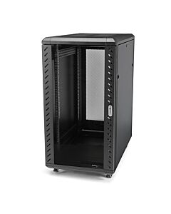StarTech.com 4-Post 18U Server Rack Cabinet, Lockable 19" Data Rack Cabinet for Computer / AV / IT Equipment, Office / Home Network Rack with Casters & Adjustable Mounting Rails