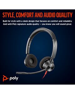 HP Poly Blackwire 3320 Stereo USB-C Headset +USB-C/A Adapter 8X219AA