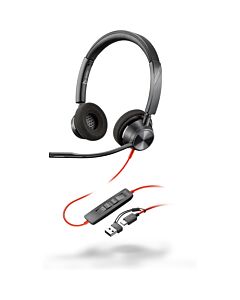 Poly Blackwire 3320 Stereo USB-C Headset +USB-C/A Adapter