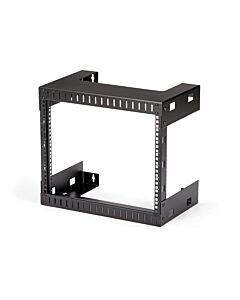 StarTech.com 8U 19" Wall Mount Network Rack - 12" Deep 2 Post Open Frame Server Room Rack for Data/AV/IT/Computer Equipment/Patch Panel with Cage Nuts & Screws 135lb Capacity, Black (RK812WALLO) RK812WALLO