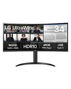 LG 34WR55QK-B computer monitor 86.4 cm (34") 3440 x 1440 pixels Wide Quad HD Black 34WR55QK-B.AEK