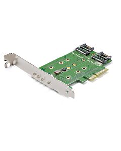 StarTech.com 3-Port M.2 SSD (NGFF) Adapter Card - 1 x PCIe (NVMe) M.2, 2 x SATA III M.2 - PCIe 3.0