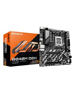 GIGABYTE B840M D2H Motherboard - AMD Ryzen 9000 CPUs, 5+2+2 Phases VRM, up to 7600MHz DDR5, 1xPCIe 4.0 + 1xPCIe 3.0 M.2, 2.5GbE LAN, USB 3.2 Gen 1 B840M D2H