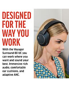 HP Poly Voyager Surround 80 UC USB-C Headset +USB-C/A Adapter 8G7T9AA