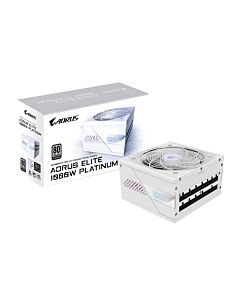 GIGABYTE AORUS ELITE P1000W ICE Power Supply Unit - PCIe 5.0, 80 PLUS Platinum, Fully modular design, 120mm Fan, ATX 3.0 compatible, UK Plug